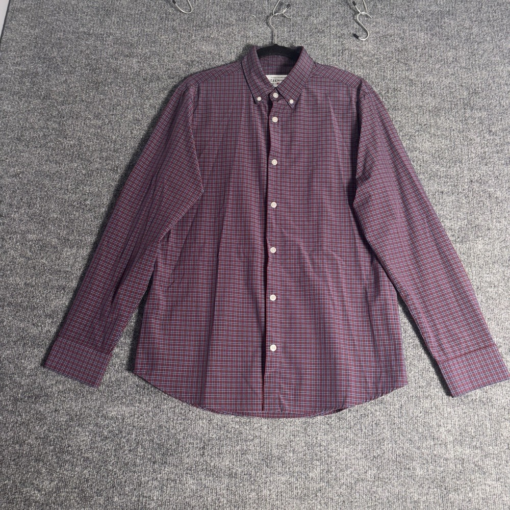 Mizzen+Main Mens Large Trim Fit Purple Plaid Leeward Dress Casual Shirt 20327